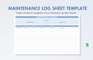 Maintenance Log Sheet